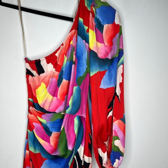 Farm Rio One Shoulder Multicolor Slim Floral Midi Dress Size XS - Picture 8 of 10